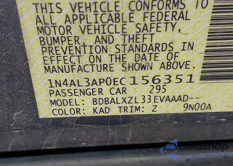 2014 Nissan Altima 2.5 Sl z USA, uszkodzony, nr VIN 1N4AL3AP0EC156351